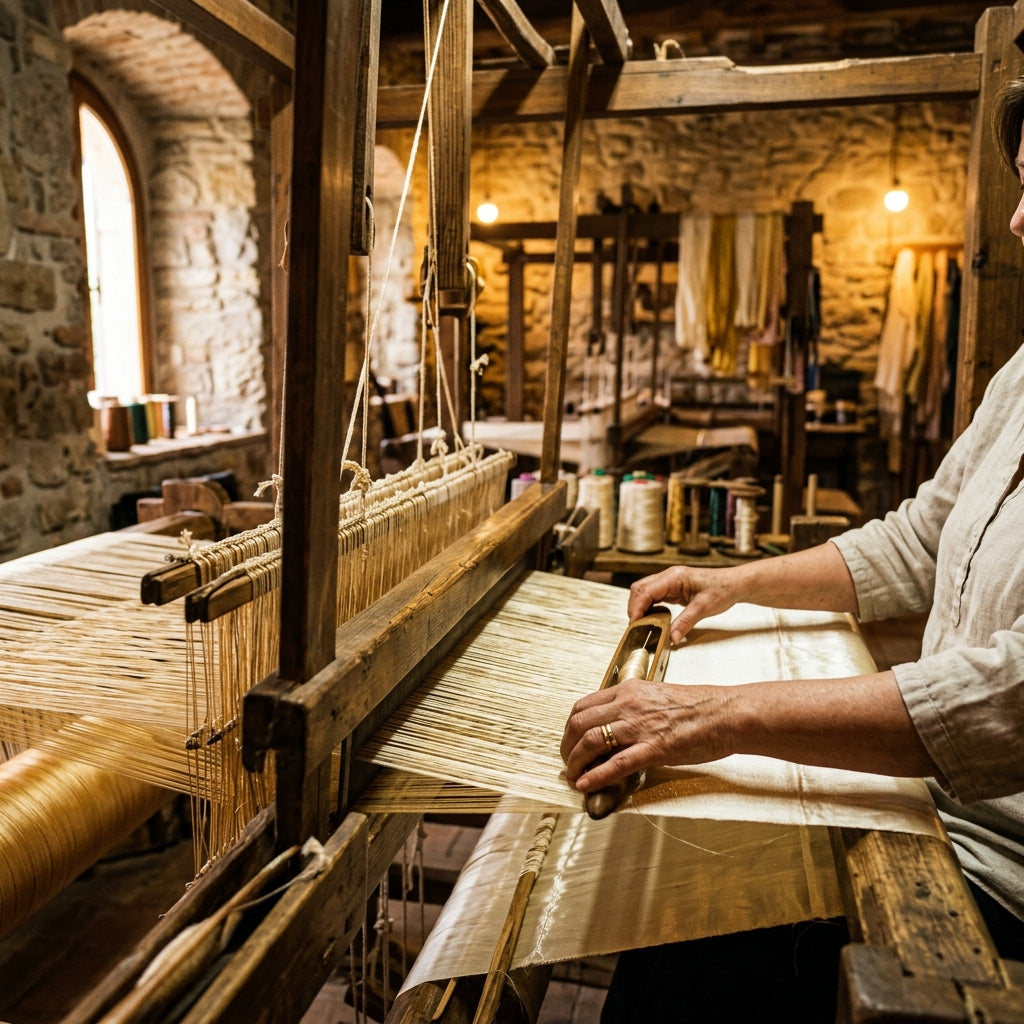 Artisanal silk weaving in Italy